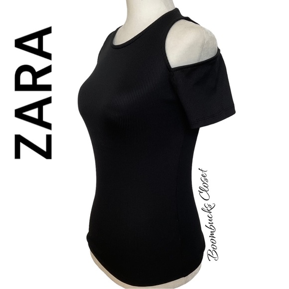 Zara Cut out shoulder short sleeves Black cold shoulder small - Picture 5 of 11